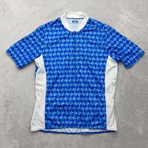 Performance Cycling Jersey Mens Extra Large XL Blue White 1/2 Zip Bike